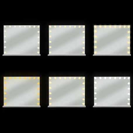 Kozmetikai tükör beépített LED világítással, 80x62 cm, állítható háttérvilágítással, Hollywood stílusú 