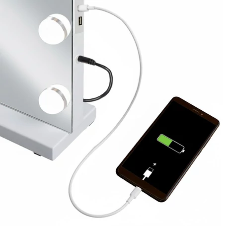 Kozmetikai tükör beépített LED világítással, 80x62 cm, állítható háttérvilágítással, Hollywood stílusú 