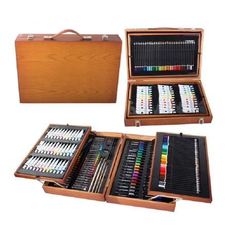 177 részes XXL művészeti szett gyerekeknek és felnőtteknek, fa tárolódobozban