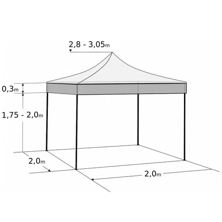 Összecsukható, fémvázas, kerti pavilon, sörsátor ponyvával, 2x2 m méretben, zöld