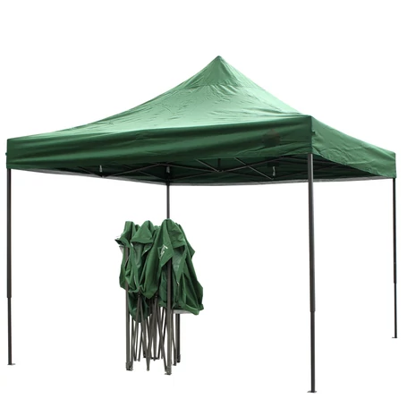 Összecsukható, fémvázas, kerti pavilon, sörsátor ponyvával, 2x2 m méretben, zöld