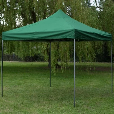 Összecsukható, fémvázas, kerti pavilon, sörsátor ponyvával, 2x2 m méretben, zöld