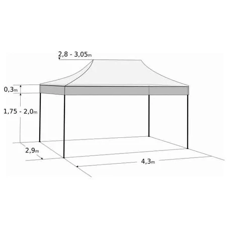 Összecsukható, fémvázas, kerti pavilon, sörsátor ponyvával, 3x4,5 m méretben, zöld