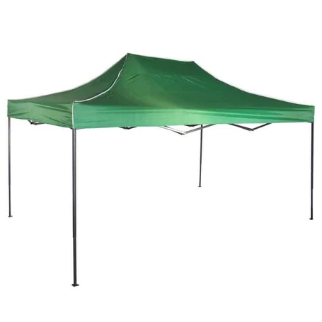 Összecsukható, fémvázas, kerti pavilon, sörsátor ponyvával, 3x4,5 m méretben, zöld