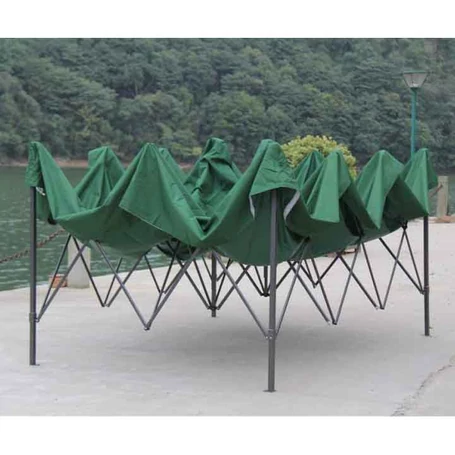 Összecsukható, fémvázas, kerti pavilon, sörsátor ponyvával, 3x4,5 m méretben, zöld