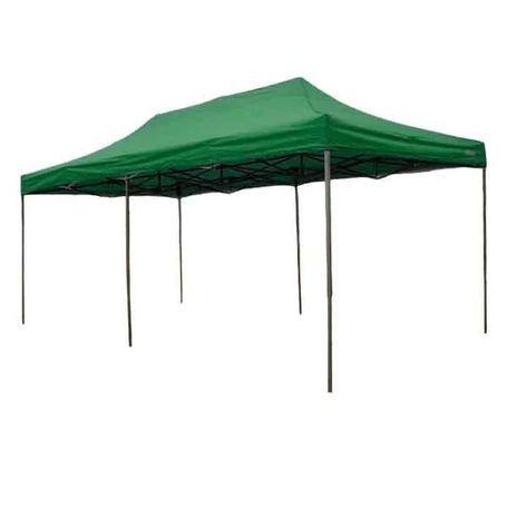Összecsukható, fémvázas, kerti pavilon, sörsátor ponyvával, 3x6 m méretben, zöld