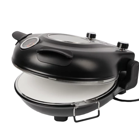 Kompakt elektromos pizza sütő, 5 hőfokozattal, betekintő ablakkal, kerámia pizzakővel és kiegészítőkkel