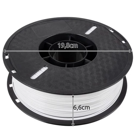 PLA 3D filament szál utántöltő henger, 3D nyomtatóhoz, 1,75 mm, kb.330 méter, fehér