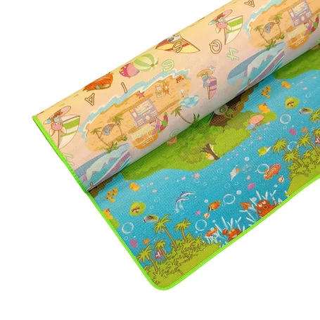 Kétoldalas játszószőnyeg, kastély és vízi világ mintával, 145×180 cm