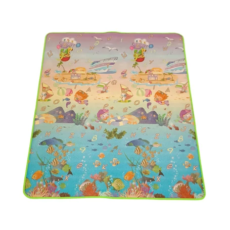 Kétoldalas játszószőnyeg, kastély és vízi világ mintával, 145×180 cm