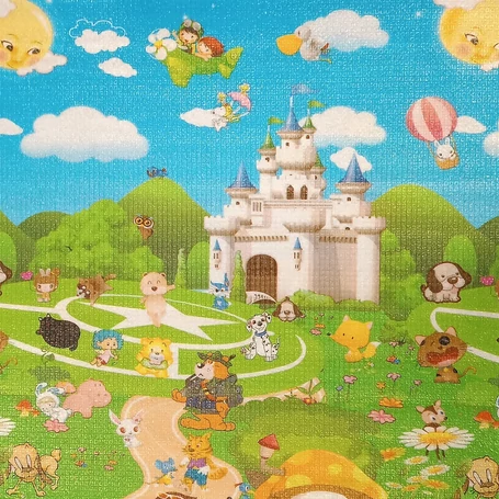 Kétoldalas játszószőnyeg, kastély és vízi világ mintával, 145×180 cm