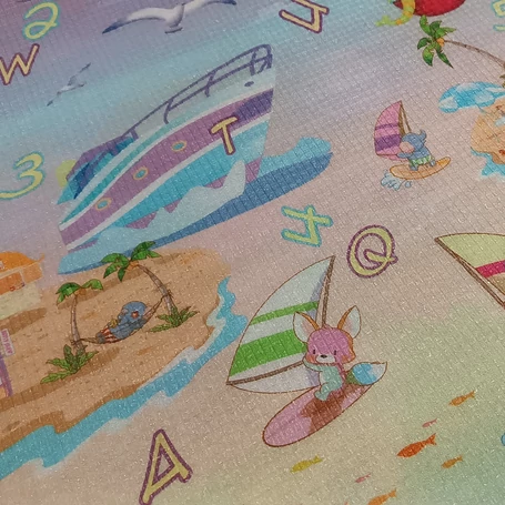 Kétoldalas játszószőnyeg, kastély és vízi világ mintával, 145×180 cm