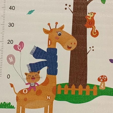 Kétoldalas játszószőnyeg, városi úthálózat és erdei állatvilág mintával, 145×180 cm