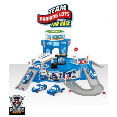 Rendőrörs építőjáték, autópálya, variálható, kisautókkal