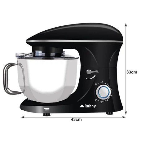 Többfunkciós konyhai robotgép 6,2 literes keverőtállal, 6+1 sebességfokozattal, 2200 W teljesítménnyel, fekete