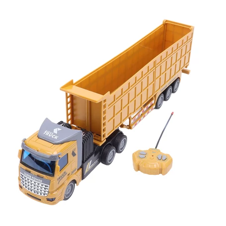 Távirányítós kamion, platóval, világító fülkével, 1:48, sárga