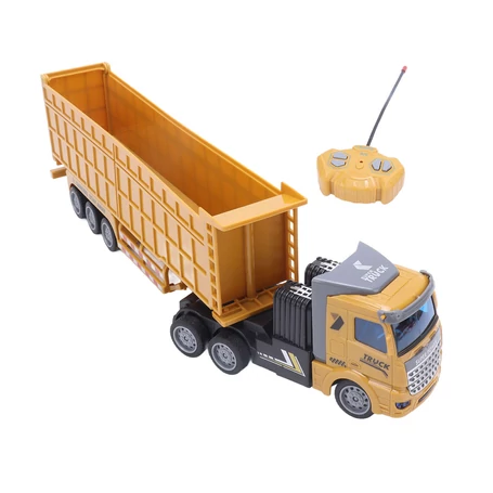 Távirányítós kamion, platóval, világító fülkével, 1:48, sárga