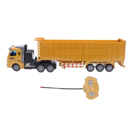 Távirányítós kamion, platóval, világító fülkével, 1:48, sárga