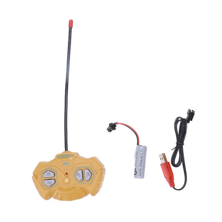 Távirányítós kamion, platóval, világító fülkével, 1:48, sárga