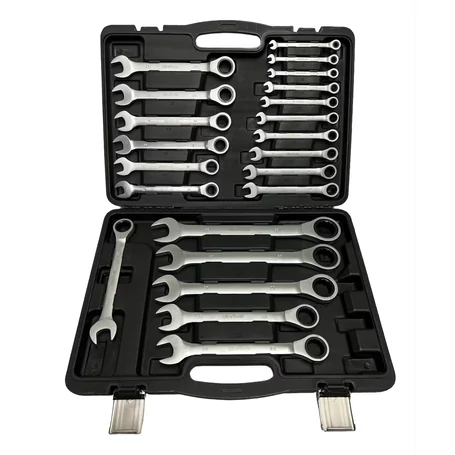 22 részes racsnis csillag-villás kulcskészlet hordozó dobozban