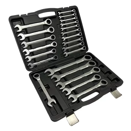 22 részes racsnis csillag-villás kulcskészlet hordozó dobozban