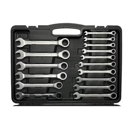 22 részes racsnis csillag-villás kulcskészlet hordozó dobozban