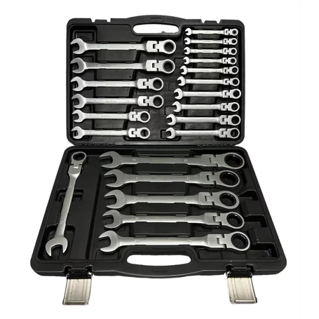 22 részes hajlékony csillag-villás racsnis kulcskészlet hordozó dobozban