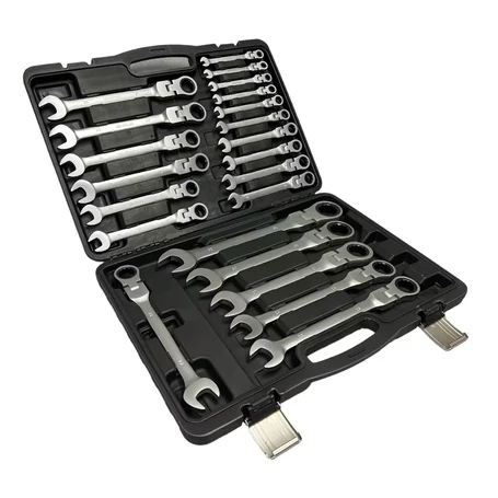 22 részes hajlékony csillag-villás racsnis kulcskészlet hordozó dobozban