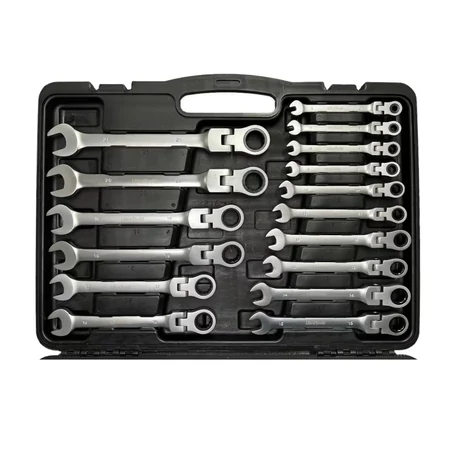 22 részes hajlékony csillag-villás racsnis kulcskészlet hordozó dobozban