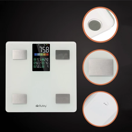 Okosmérleg BIA technológiával, testösszetétel elemzéssel, LCD kijelzővel, Feelfit alkalmazáshoz kompatibilis