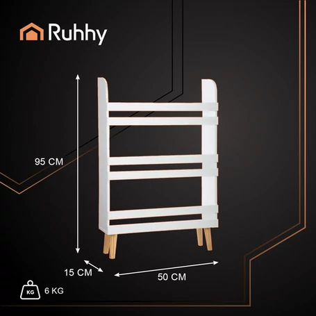 ​Játék- és könyvespolc gyermekeknek, álló szekrény 3 polccal, fehér