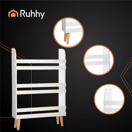 ​Játék- és könyvespolc gyermekeknek, álló szekrény 3 polccal, fehér