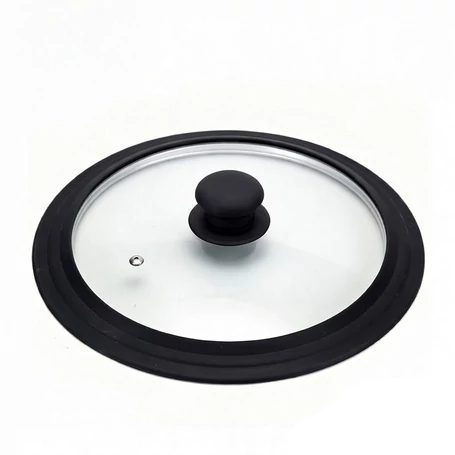 Univerzális 3 az 1-ben üvegfedő szilikon peremmel, 24, 26 és 28 cm-es edényekhez és serpenyőkhöz, hőálló és helytakarékos konyhai kiegészítő