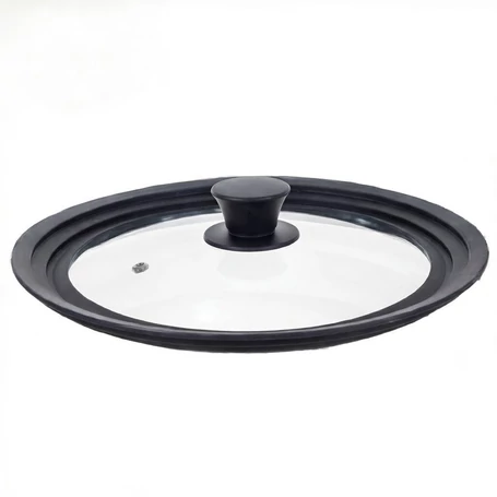 Univerzális 3 az 1-ben üvegfedő szilikon peremmel, 28, 30 és 32 cm-es edényekhez és serpenyőkhöz, hőálló és helytakarékos konyhai kiegészítő