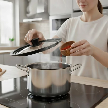 Univerzális 3 az 1-ben üvegfedő szilikon peremmel, 28, 30 és 32 cm-es edényekhez és serpenyőkhöz, hőálló és helytakarékos konyhai kiegészítő