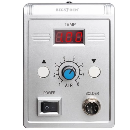 Forrólevegős forrasztópáka, forrasztóállomás, LCD kijelzővel, 3 db fúvókával, 100-500°C, 700W