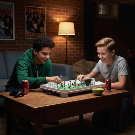 Nagyméretű Rugós asztali foci, 22 játékosos focijáték gyerekeknek és felnőtteknek, készségfejlesztő családi társasjáték