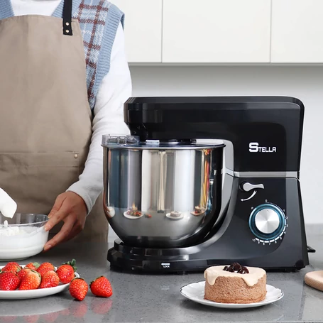 Stella multifunkciós konyhai robotgép 1800W, 8 literes keverőtállal, 10 sebességfokozat, fekete