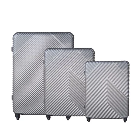 Utazóbőrönd készlet nagy, közepes és kicsi méretű, kerekes gurulóbőröndök, számzárral ellátva, szürke 