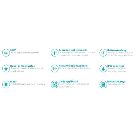 Dahua 2MP kültéri, Eyeball,  IP, hálózati kamera, kettős fény, fix 3,6 mm fokuszú lencse, aktív elrettentés, Wi-Fi, micro SD rögzítés, Entry széria, T2A-PV