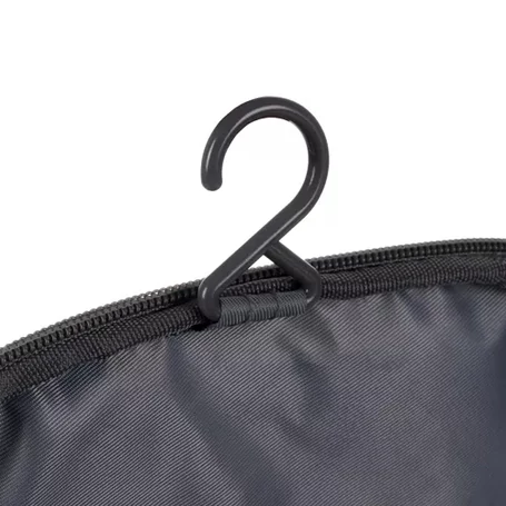 Kozmetikai utazótáska, kihajtható, felakasztható, vízálló, 11 rekesszel, 24,5×21×13,5 cm méretben, szürke színben