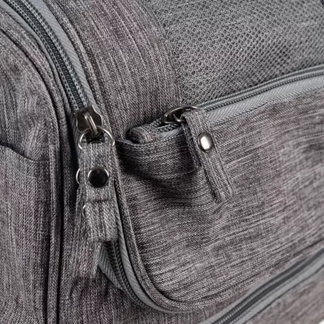 Kozmetikai utazótáska, kihajtható, felakasztható, vízálló, 11 rekesszel, 24,5×21×13,5 cm méretben, szürke színben