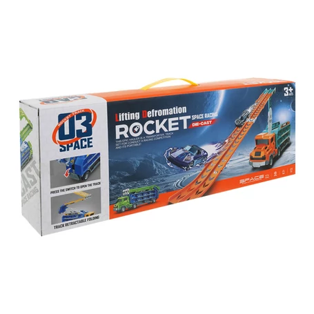 Autószállító kamion 6 db kisautóval, 57cm magas rámpával