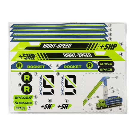 Autószállító kamion 6 db kisautóval, 57cm magas rámpával