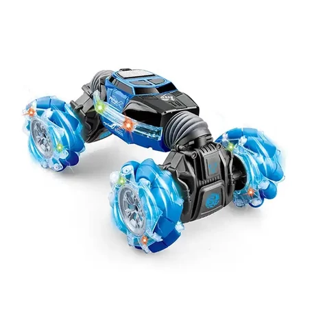Kézmozdulatokkal irányítható twist car, kaszkadőrautó, gesztusvezérlés, 4x4, 2,4GHz-es kontroller, kék
