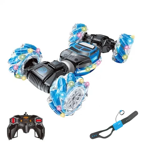 Kézmozdulatokkal irányítható twist car, kaszkadőrautó, gesztusvezérlés, 4x4, 2,4GHz-es kontroller, kék