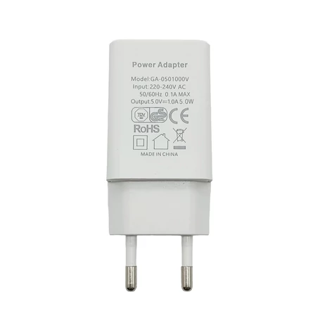 Univerzális USB fali hálózati adapter és töltő, EU csatlakozóval, AC 5V 1A, fehér