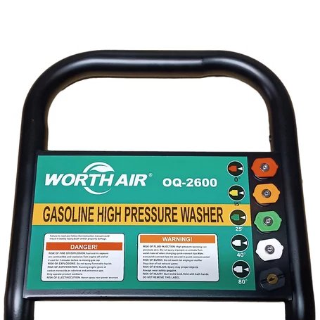Worth Air benzinmotoros magasnyomású mosó 250 bar, 5 féle szórófejjel, 6,5 LE teljesítménnyel, OQ-2600