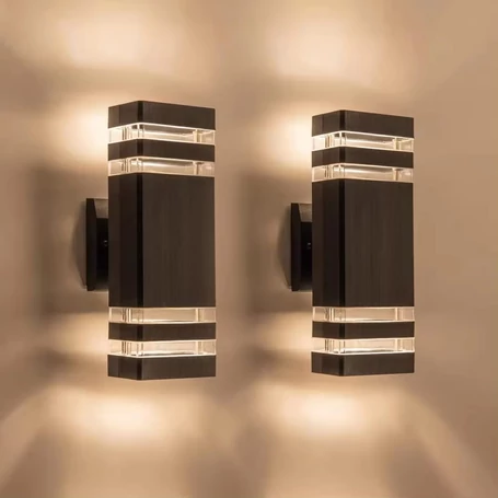 Worth Air kültéri, fali lámpa homlokzatra, vízálló kivitel IP65 védelemmel, 2 db E27 foglalattal, 60 W, fekete