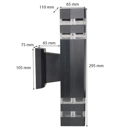 Worth Air kültéri, fali lámpa homlokzatra, vízálló kivitel IP65 védelemmel, 2 db E27 foglalattal, 60 W, fekete